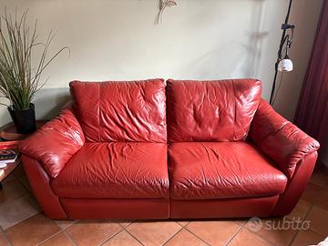 Divano in pelle 2 posti rosso - 205 cm