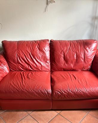 Divano in pelle 2 posti rosso - 205 cm