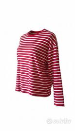 Maglia a righe collo a giro m/lunga 100%Cotone