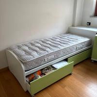 letto singolo con cassettoni