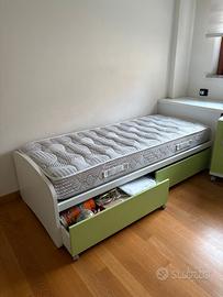 letto singolo con cassettoni