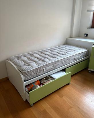 letto singolo con cassettoni