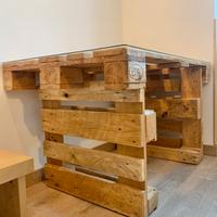 Tavolo scrivania in pallet 120x80 con cristallo