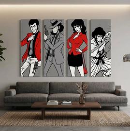 Quadro Lupin III e la sua banda dipnto  a mano