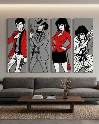 Quadro Lupin III e la sua banda dipnto  a mano