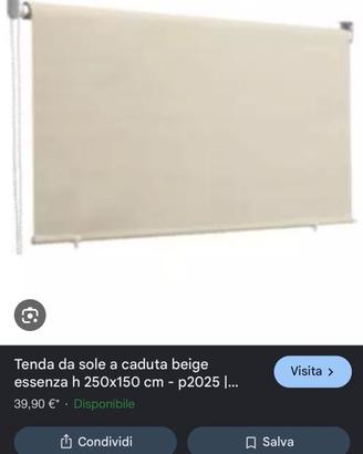 2 Tende da sole beige a caduta con catenella