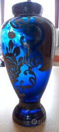 vaso vetro Bohemia originale blu cobalto 