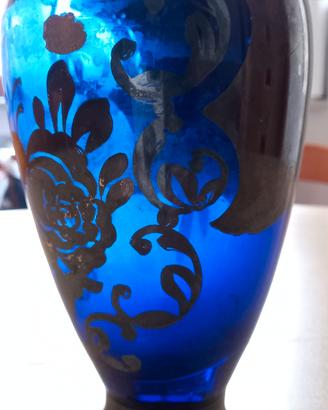 vaso vetro Bohemia originale blu cobalto 