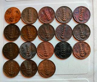 18x Serie 5 centesimi Regno spiga 1919 1937