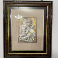 Quadro la madonna e bambino in argento