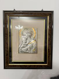 Quadro la madonna e bambino in argento