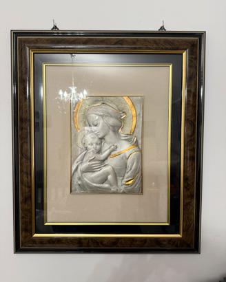 Quadro la madonna e bambino in argento