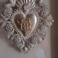 ex voto argento  su vetro e cornice in legno