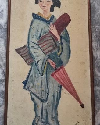 Dipinto Vintage - Donna in Kimono