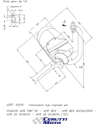 Scarico SITO Piaggio Ape 50 Europa / MIX / MIX Kit