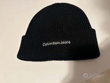 Berretto calvin klein jeans nero a coste