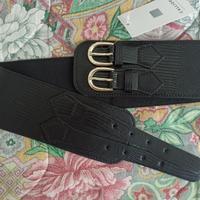 cintura nera donna con doppia fibbia