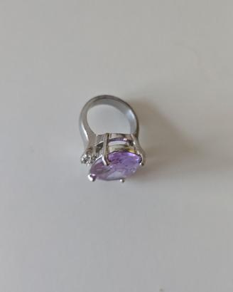 Anello argento con pietra viola