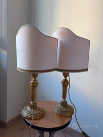 Coppia Abat-jour Lampade da Tavolo Vintage Ottone