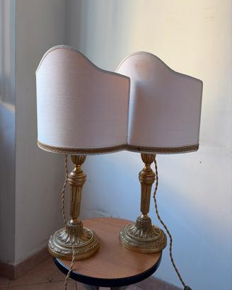 Coppia Abat-jour Lampade da Tavolo Vintage Ottone