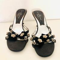 Sandali neri con tacco argentato Richmond