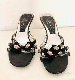 Sandali neri con tacco argentato Richmond