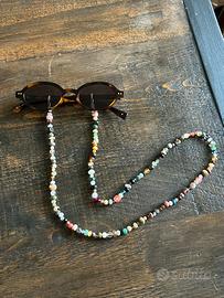 Catenina per occhiali handmade con perline colorat