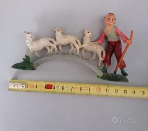 Statuina presepe pastore con pecore