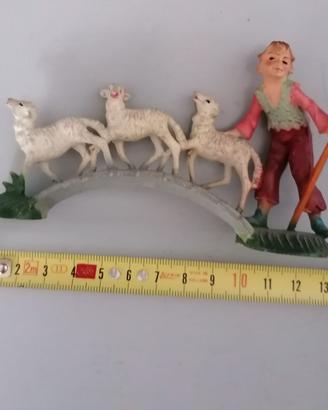 Statuina presepe pastore con pecore