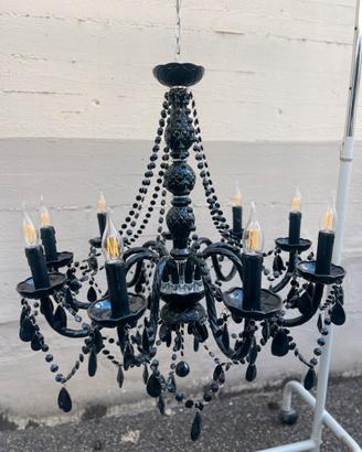 Lampadario nero cristallo e plexy