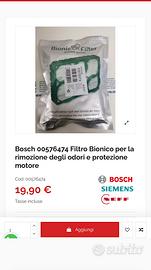 Filtro aspirapolvere Bosch nuovo