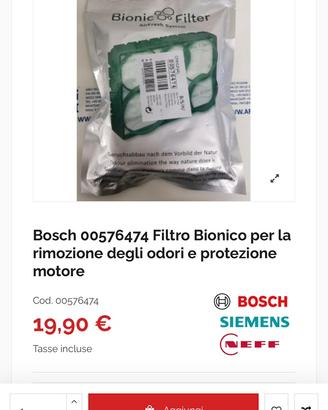Filtro aspirapolvere Bosch nuovo