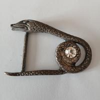 fibbia Art Deco metallo e cristallo 