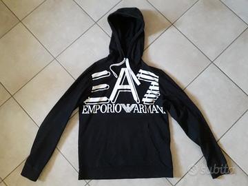 Felpa nera EA7 uomo taglia M con cappuccio