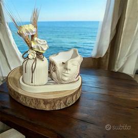 Set Vaso, Candela e  Vassoio in ceramica Handmade