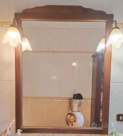 specchio con luci laterali in arte povera 