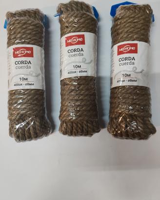 Set 3 corde in iuta 8 mm x 10 m