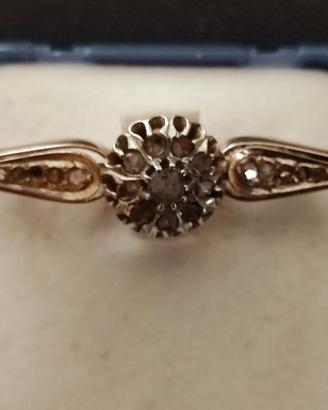 Spilla antica 800 in oro e diamanti