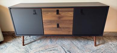 Credenza nera, noce - 2 ante e 2 cassetti - Manyi