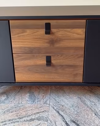Credenza nera, noce - 2 ante e 2 cassetti - Manyi