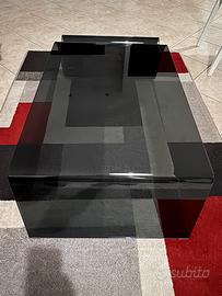 Tavolino soggiorno in cristallo nero fumè