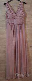 Abito lungo rosa drappeggiato