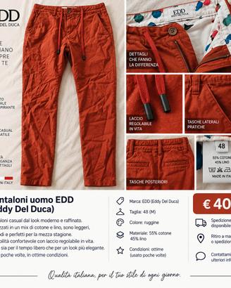 Pantaloni Uomo Eddy de Luca 