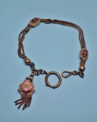 Antica catena orologio da tasca vittoriana smalti