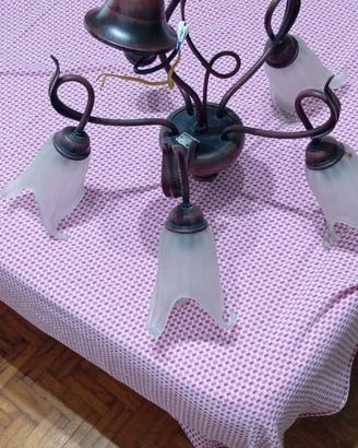lampadario in legno di noce 