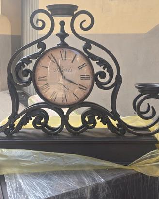 Orologio Candelabro Antico in Legno a ferro -PARIS