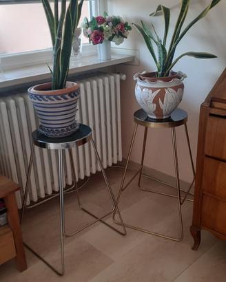 Sgabello in metallo oro e bordeaux 