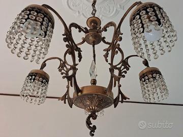 TRIS: lampadario + 2 applique gocce di cristallo