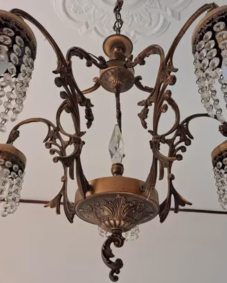TRIS: lampadario + 2 applique gocce di cristallo