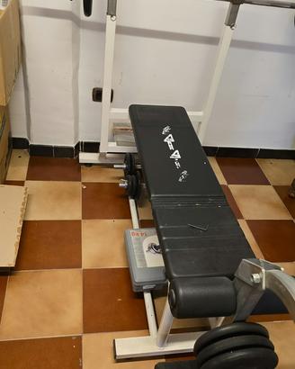 Panca completa + bilanciere + manubri + pesi
